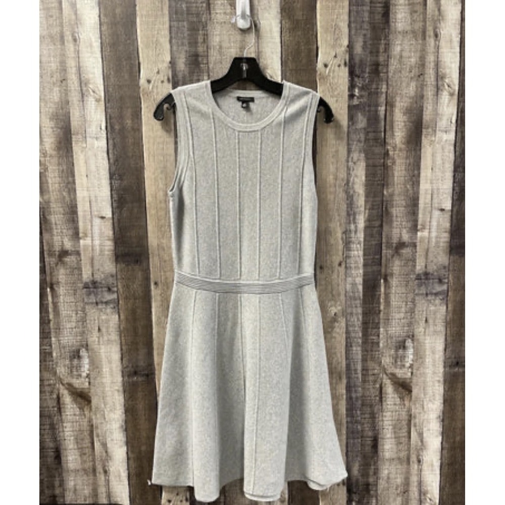 Ann Taylor Fit Flare Dress Sz S GRAY Sweater Knit Sleeveless Preppy Career Work